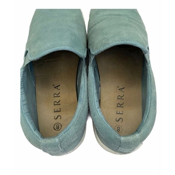 Serra Blue Faux Suede Slip On Style Sneakers Light Blue & White Women’s US Sz 8 - Picture 4 of 9